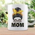 Softball Mom Messy Bun Women Leopard Pattern Softball Coffee Mug Gifts ideas