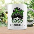 Teacher Women Messy Bun St Patricks Day Shamrock Coffee Mug Gifts ideas
