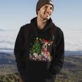 Basset Hound Dog Lover Matching Santa Christmas Tree Men Hoodie Graphic Print Hooded Sweatshirt Lifestyle