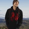 Blood Hands Splatters Red Bloody Handprints Zombie Outbreak Men Hoodie Graphic Print Hooded Sweatshirt Lifestyle