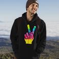 Finger Peace Sign Tie Dye 60S 70S Funny Hippie Costume Hoodie Lifestyle