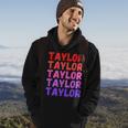 First Name Taylor - Colorful Modern Repeated Text Retro Hoodie Lifestyle