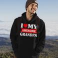 Kids Fathers Day I Love My Awesome Grandpa Red Heart Hoodie Lifestyle