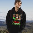 Sphynx Cat Christmas Santa Hat Scarf Holiday Cute Men Hoodie Graphic Print Hooded Sweatshirt Lifestyle