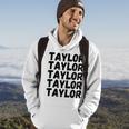 First Name Taylor - Funny Modern Repeated Text Retro Hoodie Lifestyle