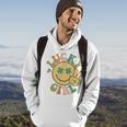 Lucky St Patricks Day Retro Smiling Face Shamrock Hippie Hoodie Lifestyle