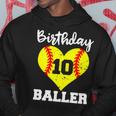 10Th Birthday Baller Funny 10 Year Old Softball Hoodie Funny Gifts