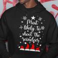 Christmas Most Likely To Shoot The Reindeer Santa Hats Men Hoodie Graphic Print Hooded Sweatshirt Funny Gifts