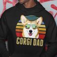 Corgi Dog Dad Vintage Retro Sunset Beach Vibe Fathers Day Hoodie Funny Gifts