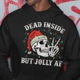 Dead Inside But Jolly Af Skull Santa Light Skeleton Pajamas Men Hoodie Graphic Print Hooded Sweatshirt Funny Gifts
