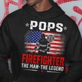Distressed American Flag Pops Firefighter The Legend Retro Hoodie Funny Gifts