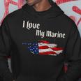 Distressed Support Military I Love My Marine Flag Marine Hoodie Unique Gifts