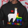 Free Mom Hugs Rainbow Heart Mama Llama Lgbt Pride Month Hoodie Unique Gifts