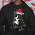 French Bulldog Christmas Dog Mom Dad Christmas Lights Men Hoodie Graphic Print Hooded Sweatshirt Funny Gifts