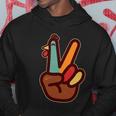 Funny Cute Thanksgiving Hand Turkey Peace Sign Hoodie Unique Gifts
