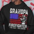Grandpa Firefighter The Man The Legend American Flag Hoodie Funny Gifts