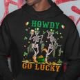 Howdy Go Lucky Shamrock Dancing Skeleton Patricks Day 2023 Hoodie Funny Gifts