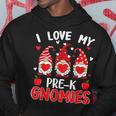 I Love My Pre-K Gnomies Cute Valentines Day Teacher Gifts Men Hoodie Graphic Print Hooded Sweatshirt Funny Gifts