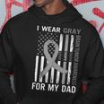 I Wear Gray For My Dad Brain Tumor Awareness Gray Ribbon Hoodie Unique Gifts