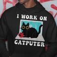 I Work On Computer Funny Cat Lover Quotes Black Cats Lovers Hoodie Unique Gifts