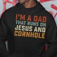 Im A Dad That Runs On Jesus Cornhole Christian Vintage Gift Hoodie Funny Gifts
