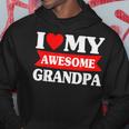Kids Fathers Day I Love My Awesome Grandpa Red Heart Hoodie Unique Gifts