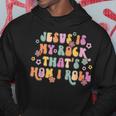 Leopard Jesus Is My Rock And That Is How I Roll Retro Groovy Hoodie Unique Gifts