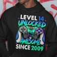 Level 14 Unlocked Awesome Since 2009 14Th Birthday Gaming Hoodie Unique Gifts