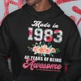 Made In 1983 Floral 40 Year Old 40Th Birthday Gifts Women Hoodie Personalized Gifts