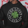Mens One Lucky Dad Father Funny Irish Shamrocks St Patricks Day Hoodie Personalized Gifts
