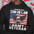 Mens Proud Son-In-Law Of Army Veteran Patriotic Military Family Men Hoodie Graphic Print Hooded Sweatshirt Funny Gifts