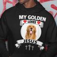 My Golden Retriever Loves Jesus Christian Family Dog Mom Dad Hoodie Unique Gifts