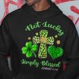 Not Lucky Simply Blessed Leopard Cross Shamrock St Patrick Hoodie Personalized Gifts