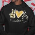 Peace Love Cure Black Ribbon Melanoma Cancer Awareness Hoodie Funny Gifts