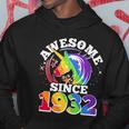 Rainbow Unicorn Awesome Since 1932 90Th Birthday Hoodie Unique Gifts