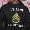 Retired Army Staff Sergeant Military Veteran Retiree Men Hoodie Graphic Print Hooded Sweatshirt Funny Gifts