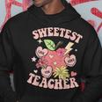 Retro Cute Apple Sweetest Teacher Funny Valentines Day Hoodie Funny Gifts