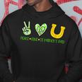 St Patricks Day Horseshoe Peace Love St Patricks Day Hoodie Funny Gifts