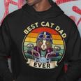 Vintage Best Cat Dad Ever Cat Riding Motorcycle Fathers Day Hoodie Funny Gifts