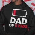 Vintage Dad Dad Of 5 Kids Battery Low Fathers Day Hoodie Funny Gifts