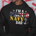 Vintage Im A Proud Navy With American Flag For Dad Hoodie Funny Gifts