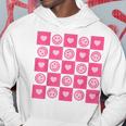 Checkered Smile Happy Face Checkerboard Indie Aesthetic Pink Hoodie Unique Gifts