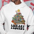 Christmas Library Squad Christmas Tree Book Lover Librarian Men Hoodie Graphic Print Hooded Sweatshirt Personalized Gifts