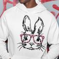 Cute Bunny With Glasses Leopard Print Easter Bunny Face Hoodie Unique Gifts