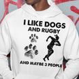 I Like Dogs And Rugby And Maybe 3 People Funny Dogs Lovers Hoodie Funny Gifts