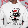 Its Fine Im Fine Everything Is Fine Christmas Cat Xmas Pjs Men Hoodie Graphic Print Hooded Sweatshirt Funny Gifts