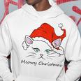 Meowy Catmas Cat Christmas Cute Kitten Cats Santa Hat V2 Men Hoodie Graphic Print Hooded Sweatshirt Funny Gifts