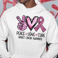 Peace Love Cure Pink Ribbon Cancer Breast Awareness Hoodie Funny Gifts