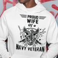 Proud Wife Of A Navy Veteran American Flag Military Gift Hoodie Unique Gifts