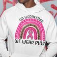 On Wednesday We Wear Pink Rainbow Breast Cancer Fighter Men Hoodie Personalized Gifts